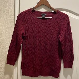 H&M Burgundy Cable Knit Sweater